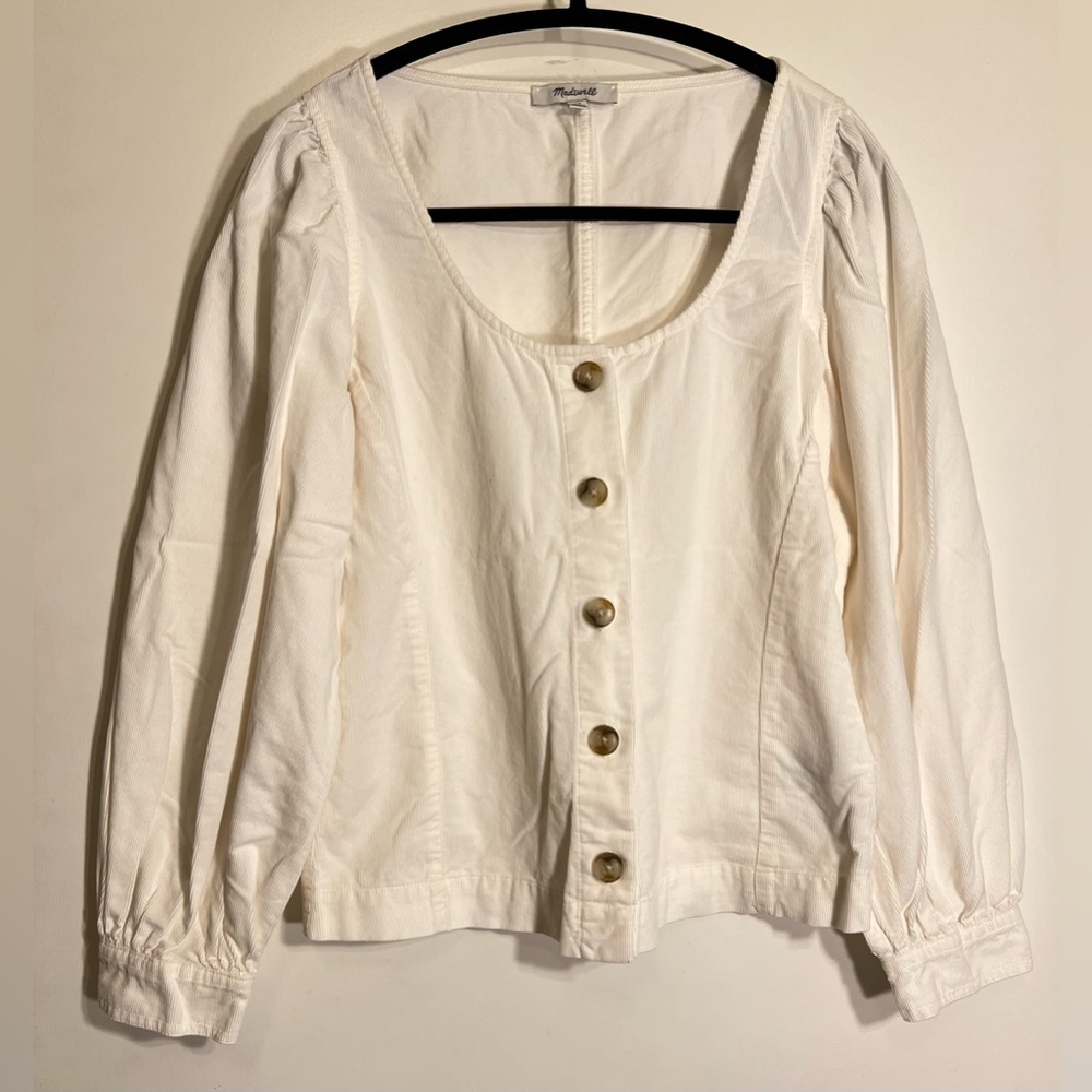 Madewell Ivory Corduroy Button-Up Blouse